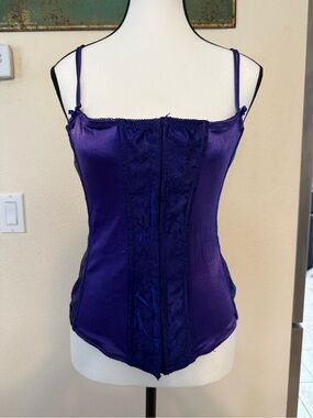 Vintage Empire Intimates Women's 38 Purple Brocade Bustier Overbust Corset USA